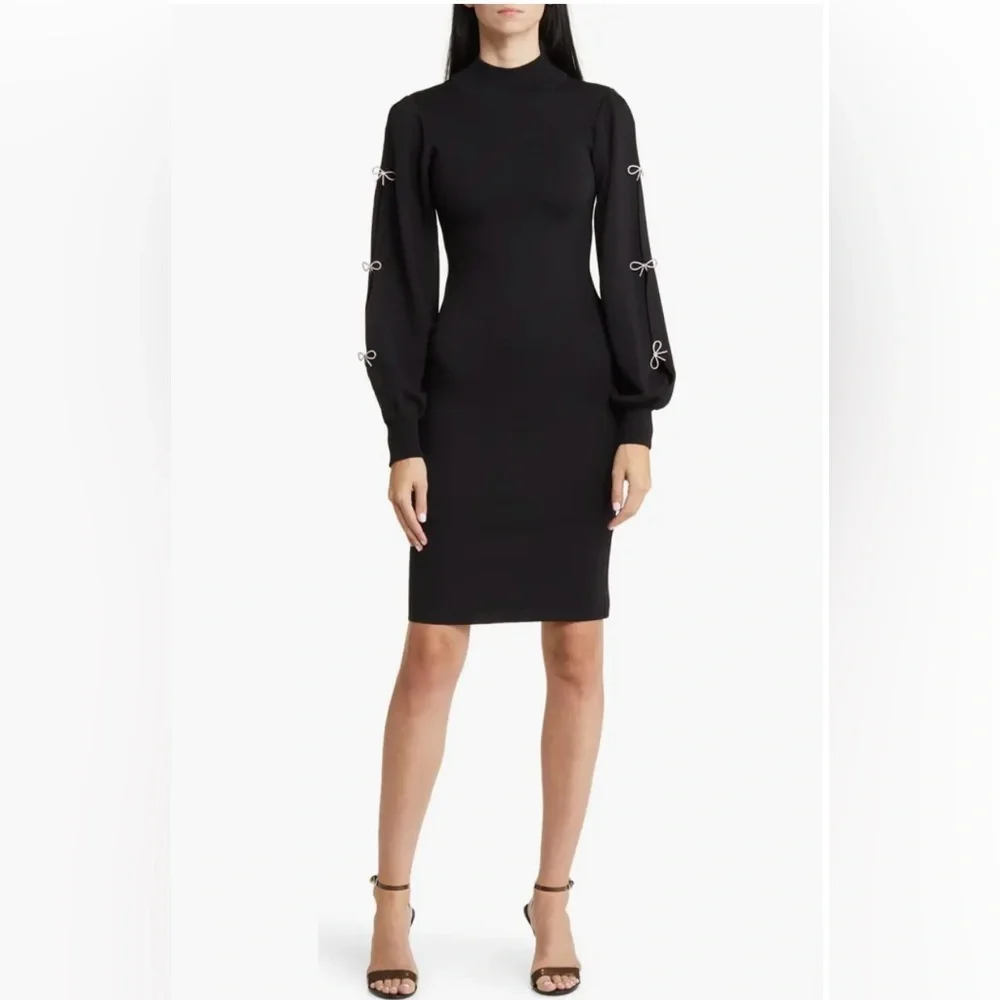 New Eliza J Black Long Sleeve Sweater Dress size XS - Picture 1 of 5